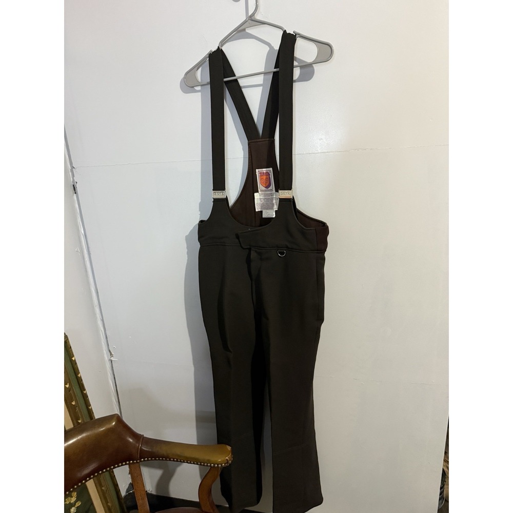 SKYR Skiwear Men's‎ Vintage Ski Bibs Size 36 R Brown Coveralls Boot Gaiters